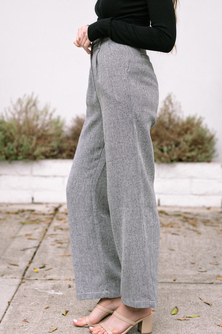 Abigail Herringbone Woven Trousers