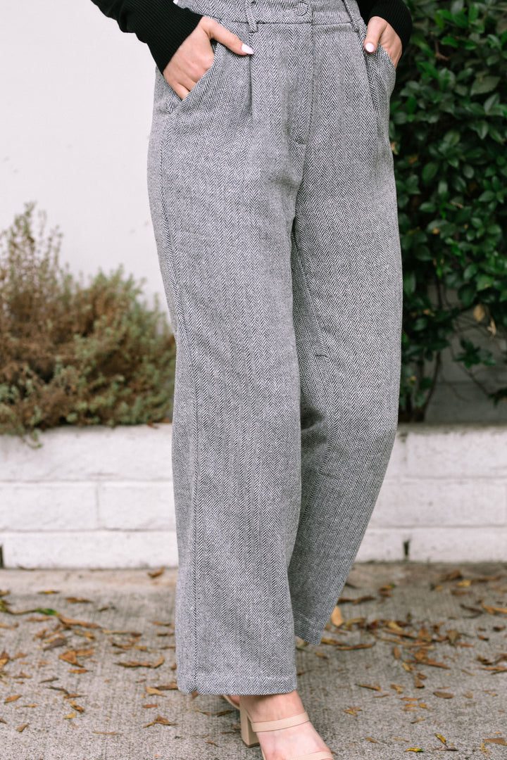 Abigail Herringbone Woven Trousers