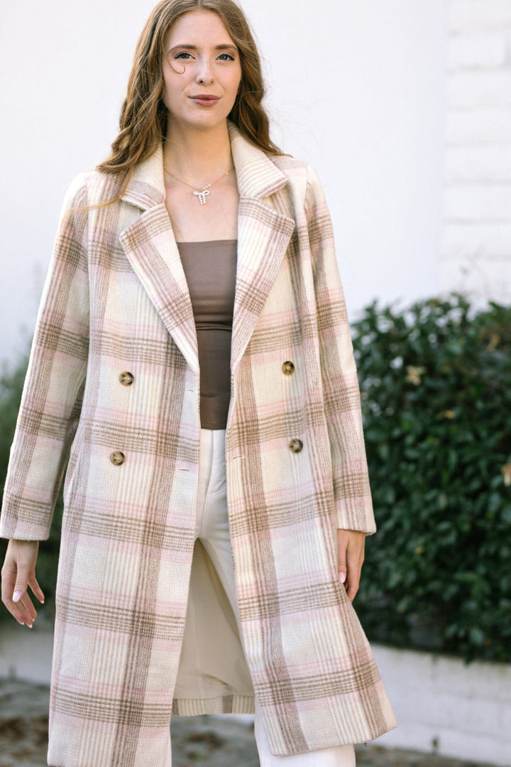 Joan Plaid Double Breasted Coat