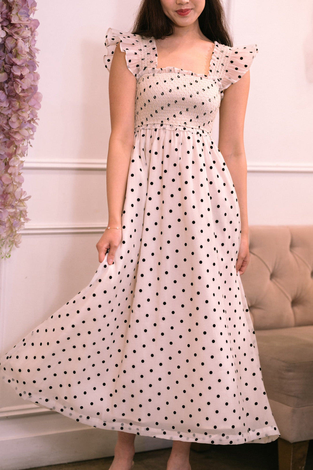 Rosario Dotted Midi Dress