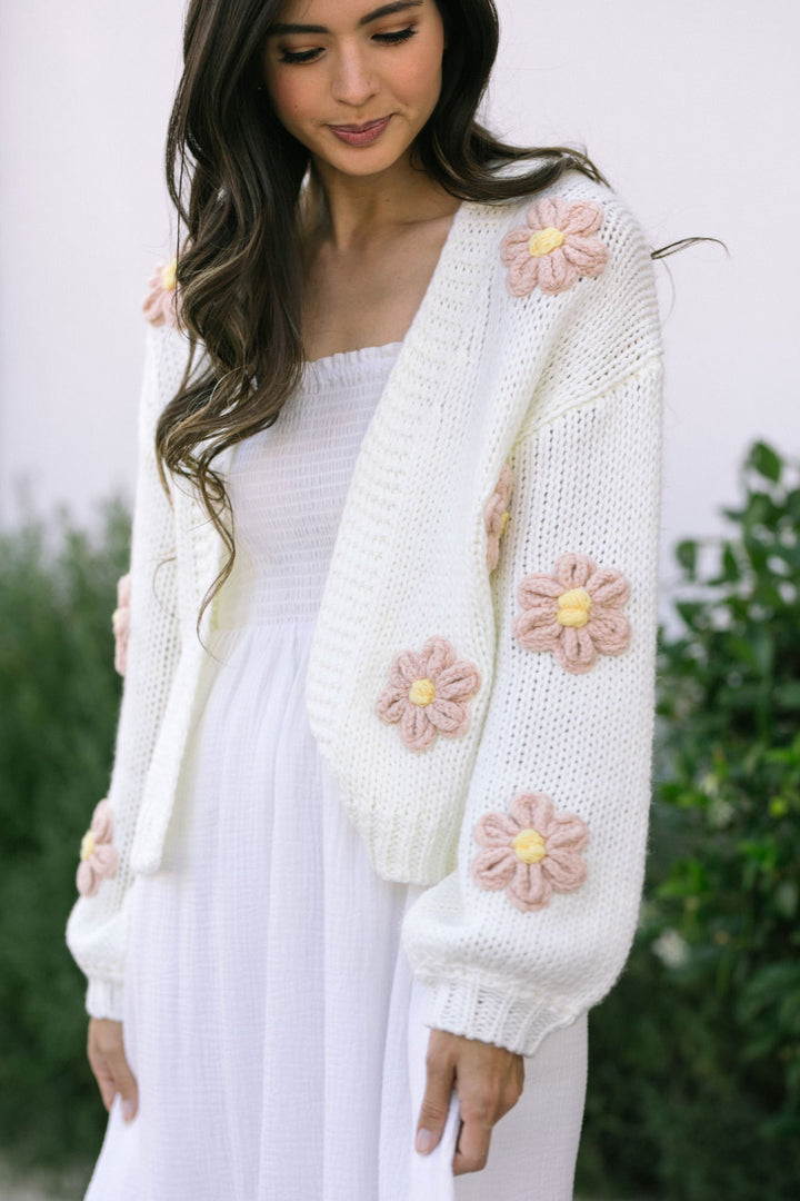 Angela Floral Knit Cardigan