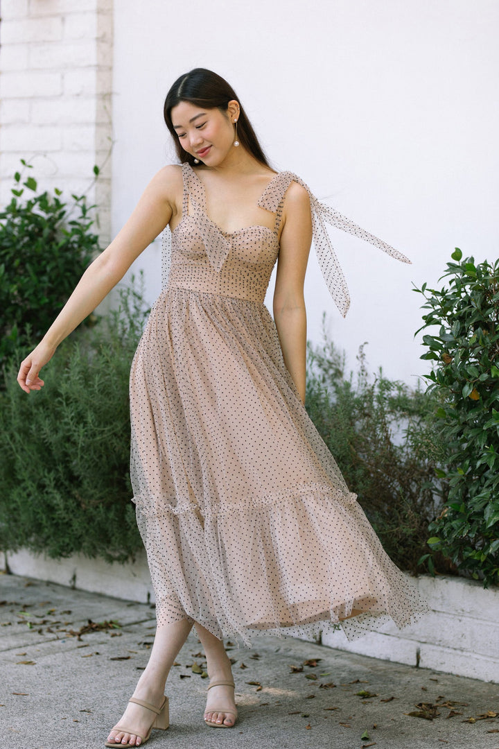 Nadia Dotted Tulle Maxi Dress