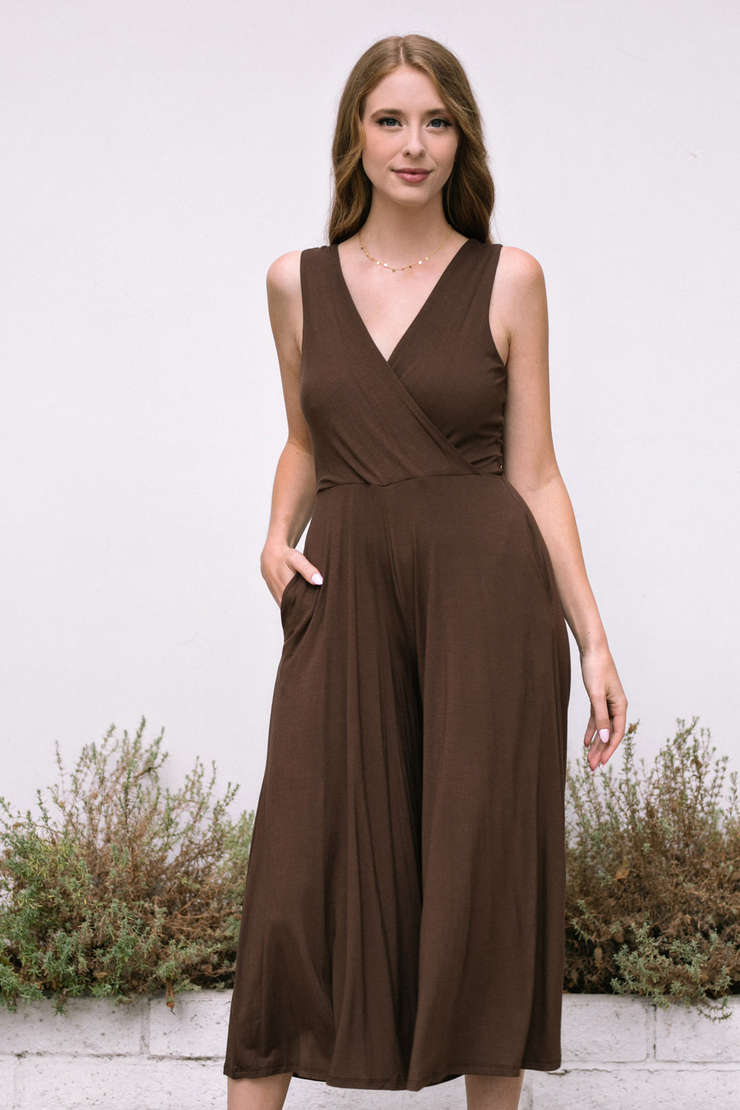 Remi Surplice Sleeveless Jumpsuit