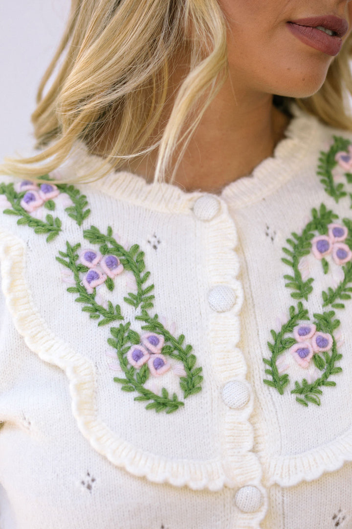 Nina Scalloped Floral Cardigan