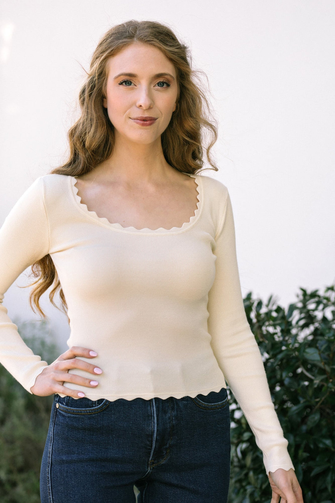 Mandy Scalloped Long Sleeve