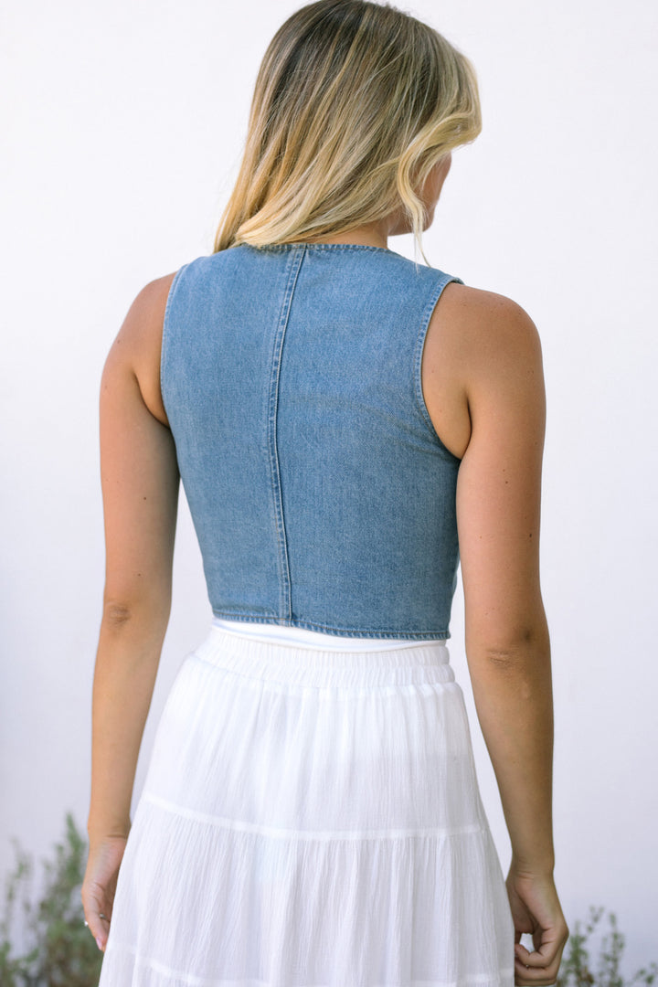 Pacey Buttoned Denim Vest