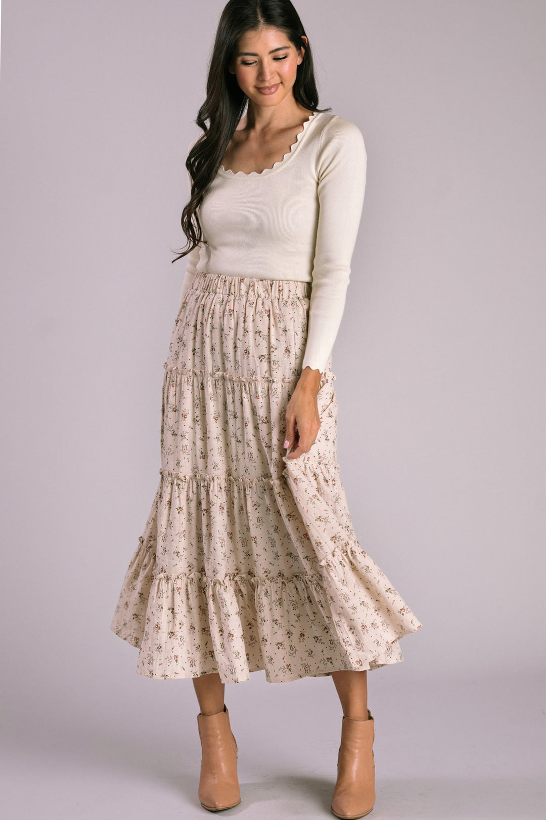 Meryl Floral Tiered Skirt