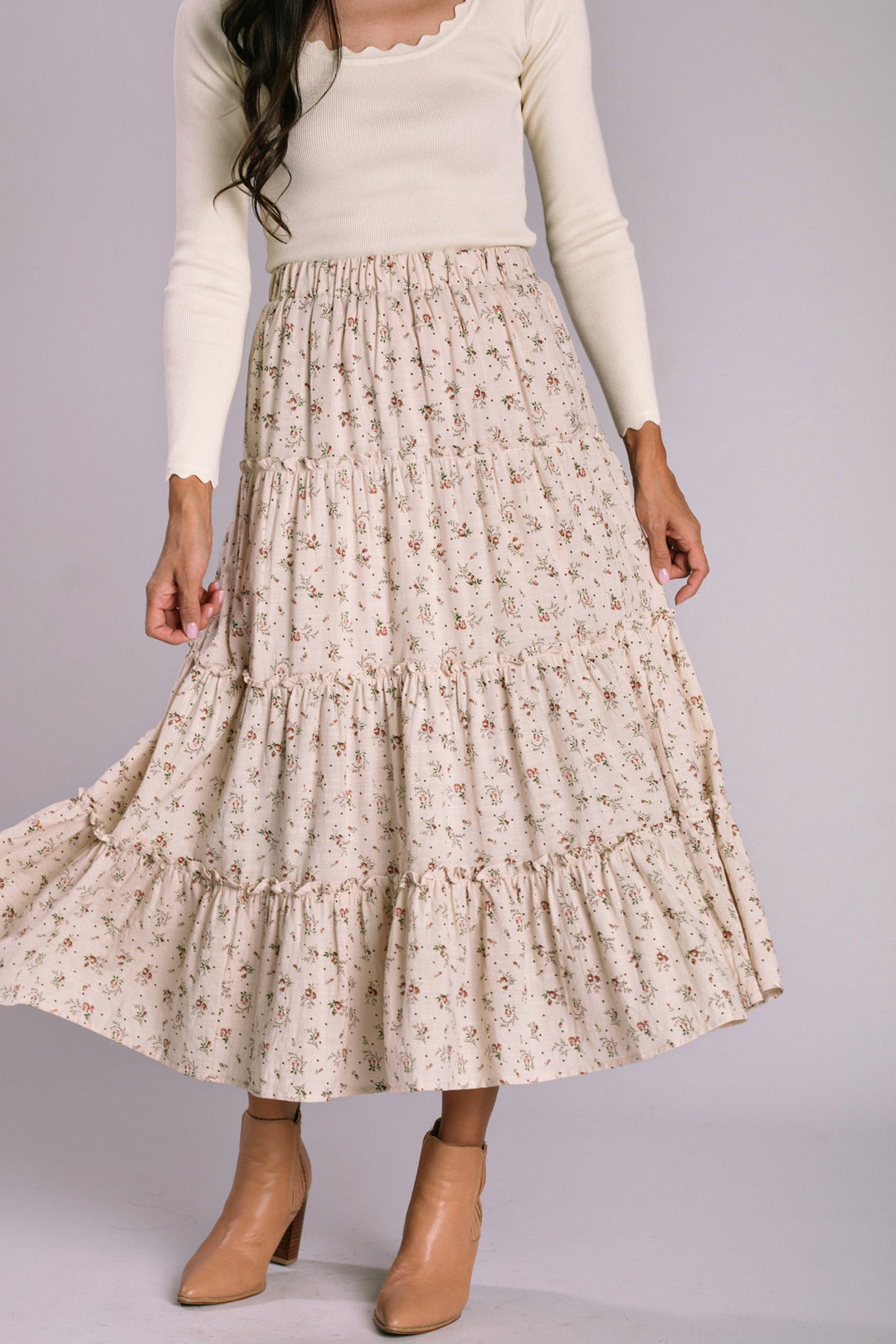 Meryl Floral Tiered Skirt