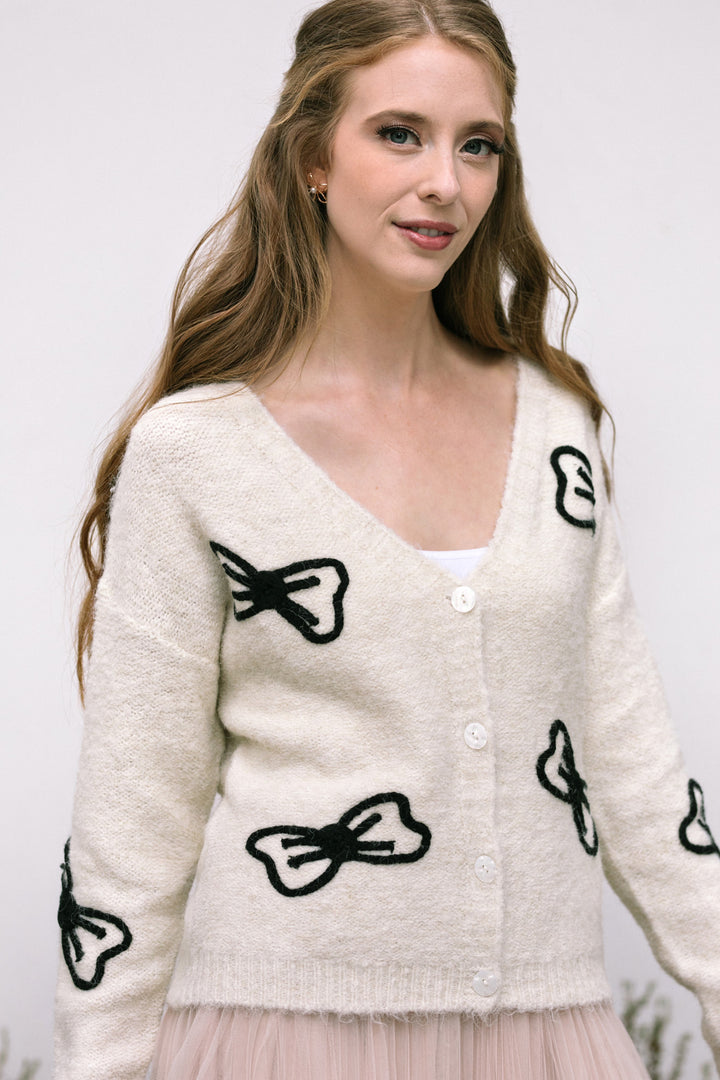 Mary Bow Embroidered Cardigan