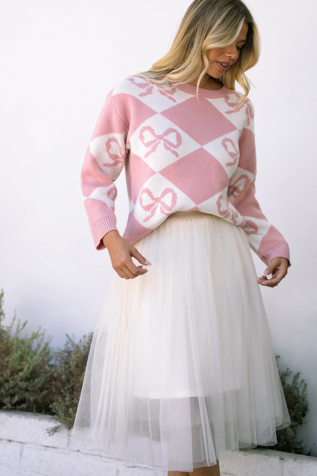 Rosa Checkered Bow Sweater