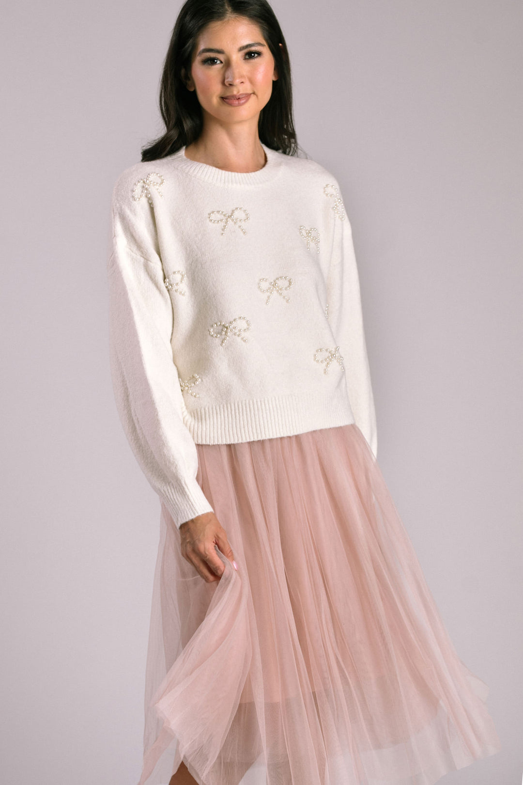 Portia Pearl Bow Sweater