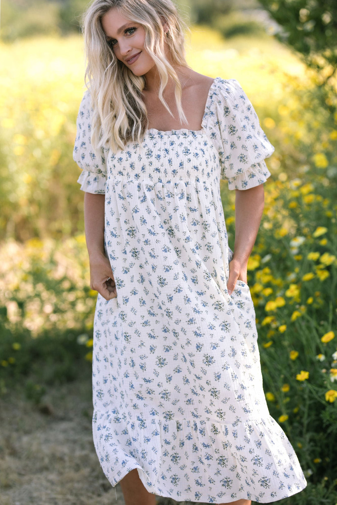 Ezra Smocked Midi Dress