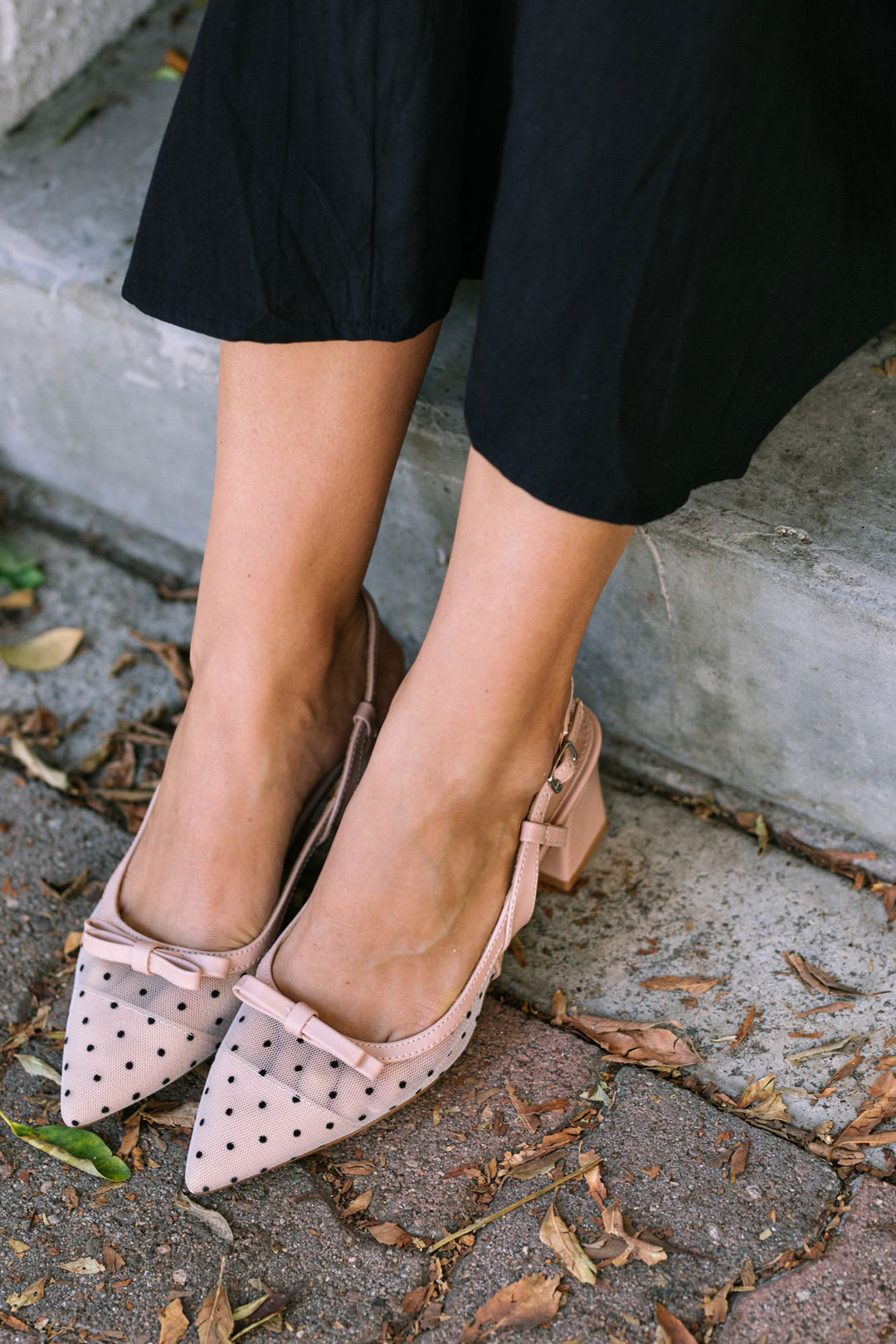 Heidi Dotted Slingback Heels