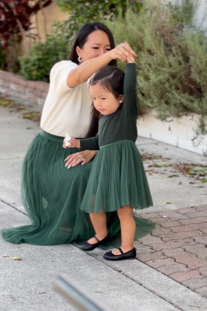 Kids Ribbed Tulle Dress